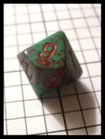 Dice : Dice - 10D - Chessex Green with Red Speckle and Red Numerals - Ebay June 2010